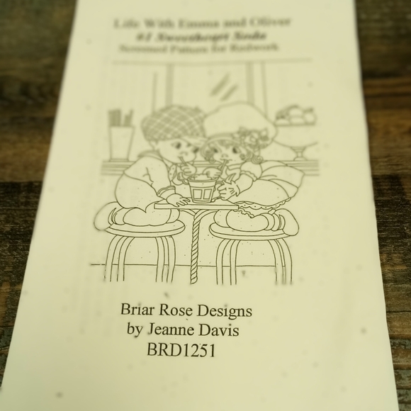 Life with Emma & Oliver #1 Sweetheart Soda Screened Pattern for Redwork Love - Picture 1 of 3